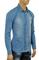 Mens Designer Clothes | ROBERTO CAVALLI Men’s Button Front Blue Denim Casual Shirt #315 View 2